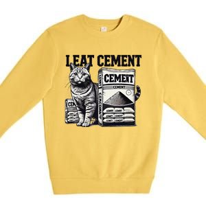 I Eat Cement Cursed Cat Funny Oddly Specific Meme Premium Crewneck Sweatshirt