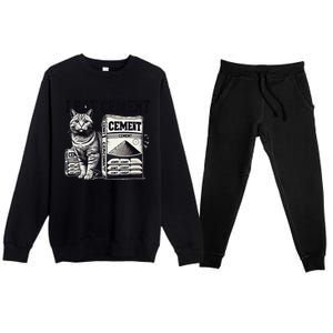 I Eat Cement Cursed Cat Funny Oddly Specific Meme Premium Crewneck Sweatsuit Set