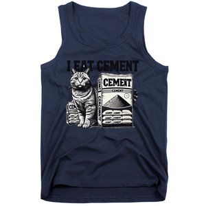 I Eat Cement Cursed Cat Funny Oddly Specific Meme Tank Top