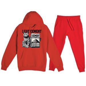 I Eat Cement Cursed Cat Funny Oddly Specific Meme Premium Hooded Sweatsuit Set