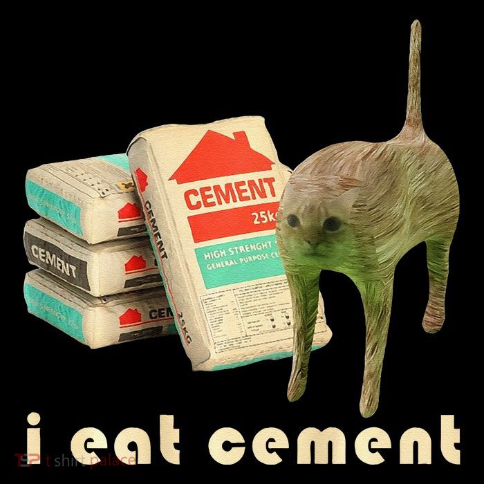 I Eat Cement Cursed Cat Unhinged Funny Meme On Back Stripe Pom Pom Beanie