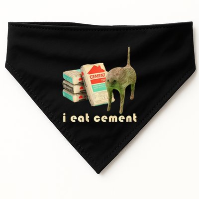I Eat Cement Cursed Cat Unhinged Funny Meme On Back USA-Made Doggie Bandana