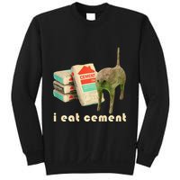 I Eat Cement Cursed Cat Unhinged Funny Meme On Back Sweatshirt