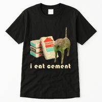 I Eat Cement Cursed Cat Unhinged Funny Meme On Back Tall T-Shirt