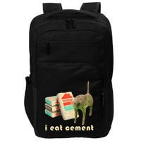 I Eat Cement Cursed Cat Unhinged Funny Meme On Back Impact Tech Backpack