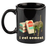 I Eat Cement Cursed Cat Unhinged Funny Meme On Back 11oz C Handle Ceramic Mug