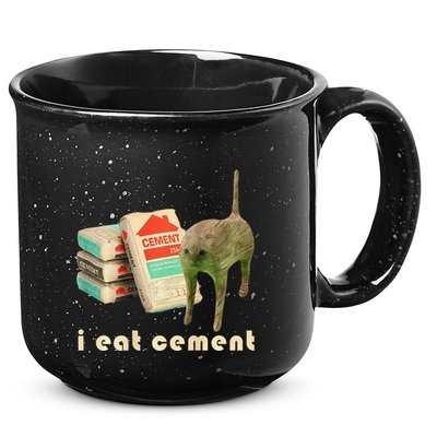 I Eat Cement Cursed Cat Unhinged Funny Meme On Back 15oz Campfire Ceramic Mug