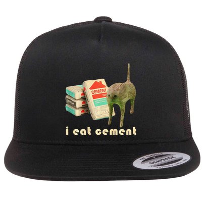 I Eat Cement Cursed Cat Unhinged Funny Meme On Back Flatbill Hat