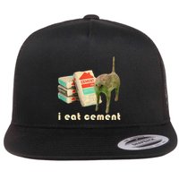 I Eat Cement Cursed Cat Unhinged Funny Meme On Back Flatbill Hat