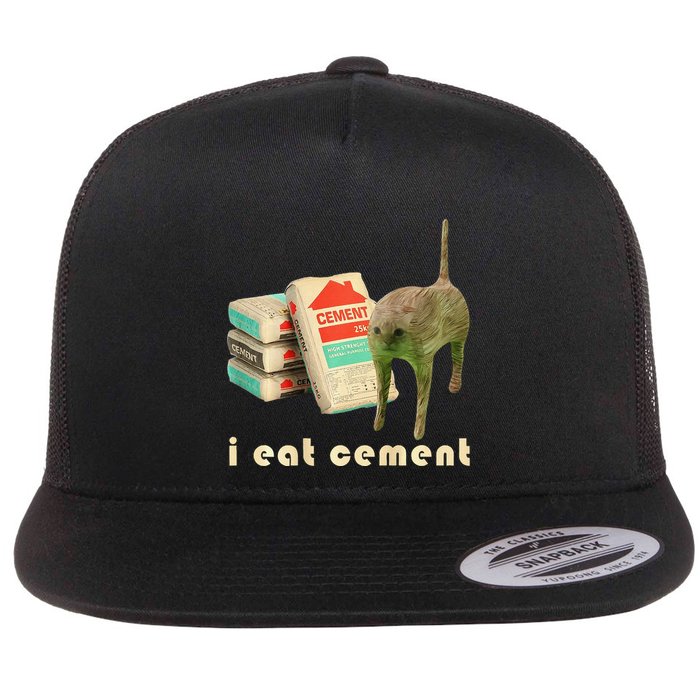 I Eat Cement Cursed Cat Unhinged Funny Meme On Back Flatbill Hat
