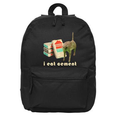 I Eat Cement Cursed Cat Unhinged Funny Meme On Back 16 in Basic Backpack