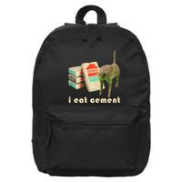 I Eat Cement Cursed Cat Unhinged Funny Meme On Back 16 in Basic Backpack