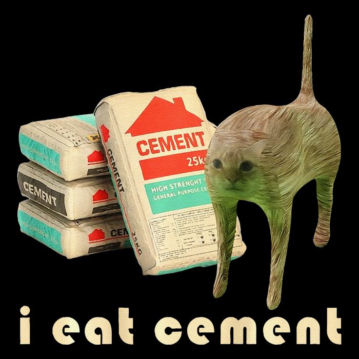 I Eat Cement Cursed Cat Unhinged Funny Meme On Back 16 in Basic Backpack