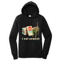 I Eat Cement Cursed Cat Unhinged Funny Meme On Back Women's Pullover Hoodie