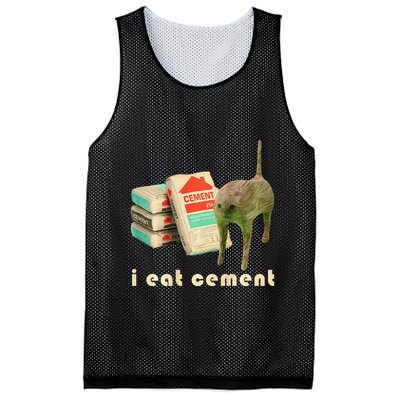 I Eat Cement Cursed Cat Unhinged Funny Meme On Back Mesh Reversible Basketball Jersey Tank