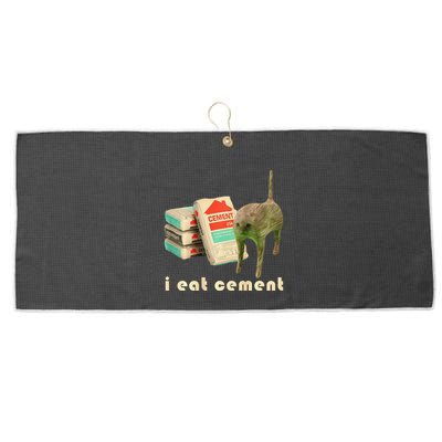 I Eat Cement Cursed Cat Unhinged Funny Meme On Back Large Microfiber Waffle Golf Towel