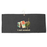 I Eat Cement Cursed Cat Unhinged Funny Meme On Back Large Microfiber Waffle Golf Towel