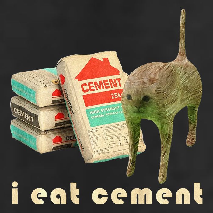 I Eat Cement Cursed Cat Unhinged Funny Meme On Back 25L Jumbo Tote