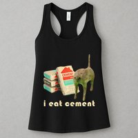 I Eat Cement Cursed Cat Unhinged Funny Meme On Back Womens Tank Top
