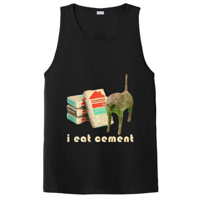 I Eat Cement Cursed Cat Unhinged Funny Meme On Back PosiCharge Competitor Tank