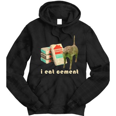 I Eat Cement Cursed Cat Unhinged Funny Meme On Back Tie Dye Hoodie