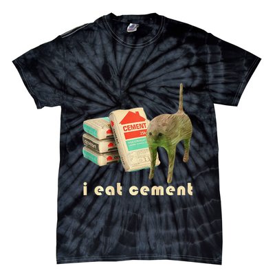 I Eat Cement Cursed Cat Unhinged Funny Meme On Back Tie-Dye T-Shirt