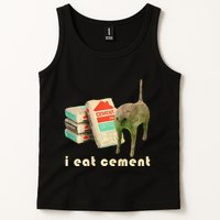 I Eat Cement Cursed Cat Unhinged Funny Meme On Back Tank Top