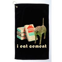 I Eat Cement Cursed Cat Unhinged Funny Meme On Back Golf Towel