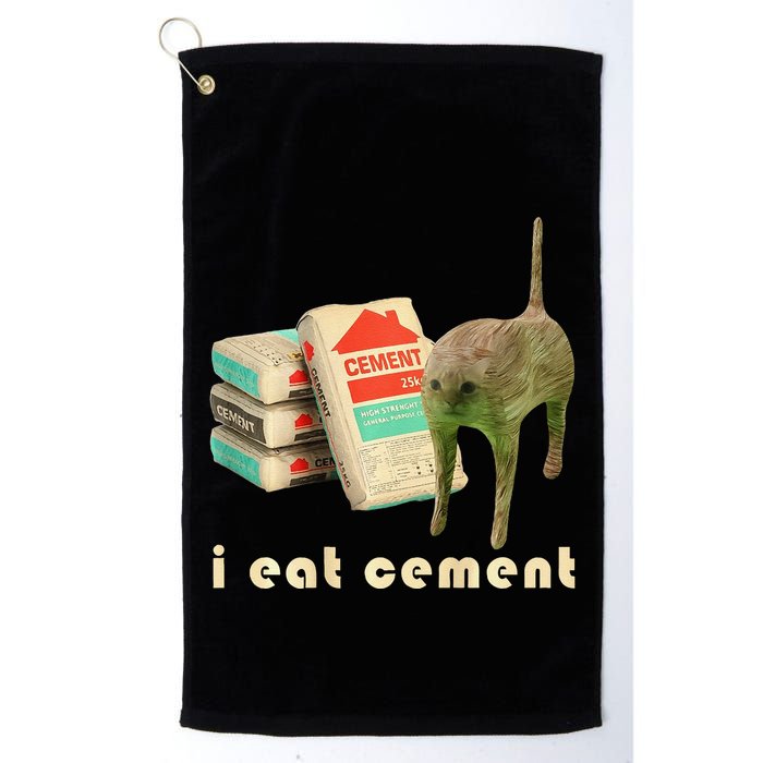 I Eat Cement Cursed Cat Unhinged Funny Meme On Back Golf Towel