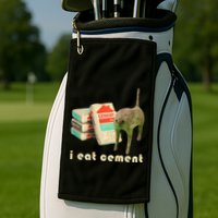 I Eat Cement Cursed Cat Unhinged Funny Meme On Back Golf Towel