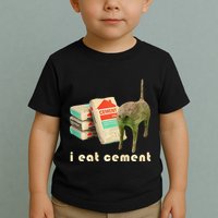 I Eat Cement Cursed Cat Unhinged Funny Meme On Back Toddler T-Shirt