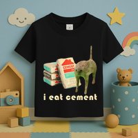 I Eat Cement Cursed Cat Unhinged Funny Meme On Back Toddler T-Shirt