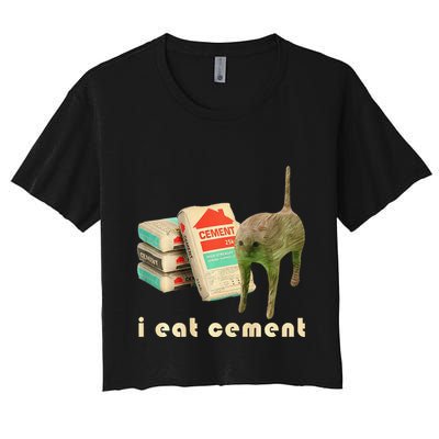 I Eat Cement Cursed Cat Unhinged Funny Meme On Back Crop Top