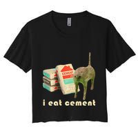 I Eat Cement Cursed Cat Unhinged Funny Meme On Back Crop Top