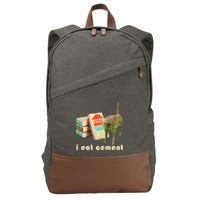 I Eat Cement Cursed Cat Unhinged Funny Meme On Back Cotton Canvas Backpack
