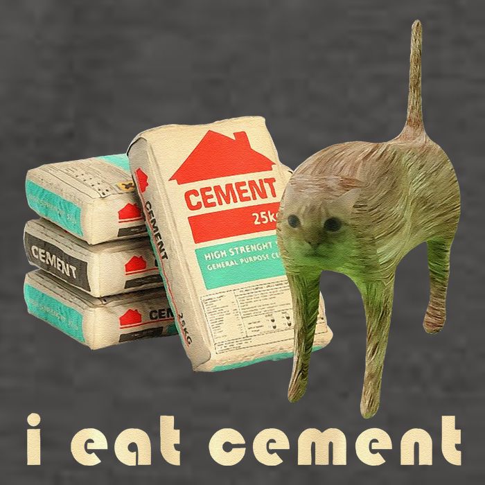 I Eat Cement Cursed Cat Unhinged Funny Meme On Back Vector Backpack