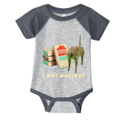 I Eat Cement Cursed Cat Unhinged Funny Meme On Back Infant Baby Jersey Bodysuit