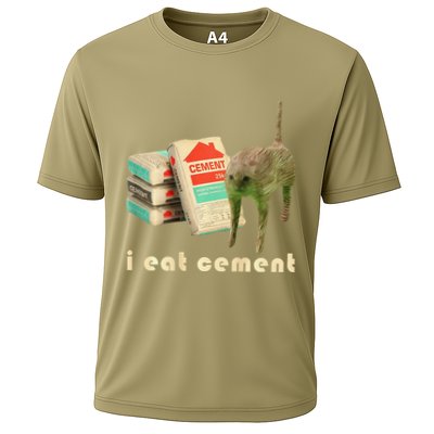 I Eat Cement Cursed Cat Unhinged Funny Meme On Back Performance Shirt