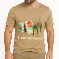 I Eat Cement Cursed Cat Unhinged Funny Meme On Back Performance Shirt