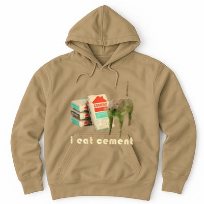 I Eat Cement Cursed Cat Unhinged Funny Meme On Back Hoodie