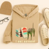 I Eat Cement Cursed Cat Unhinged Funny Meme On Back Hoodie