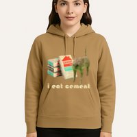 I Eat Cement Cursed Cat Unhinged Funny Meme On Back Hoodie