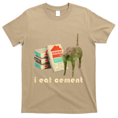 I Eat Cement Cursed Cat Unhinged Funny Meme On Back T-Shirt