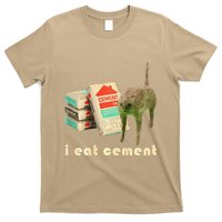 I Eat Cement Cursed Cat Unhinged Funny Meme On Back T-Shirt