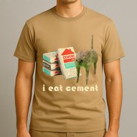 I Eat Cement Cursed Cat Unhinged Funny Meme On Back T-Shirt