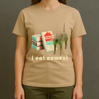 I Eat Cement Cursed Cat Unhinged Funny Meme On Back T-Shirt