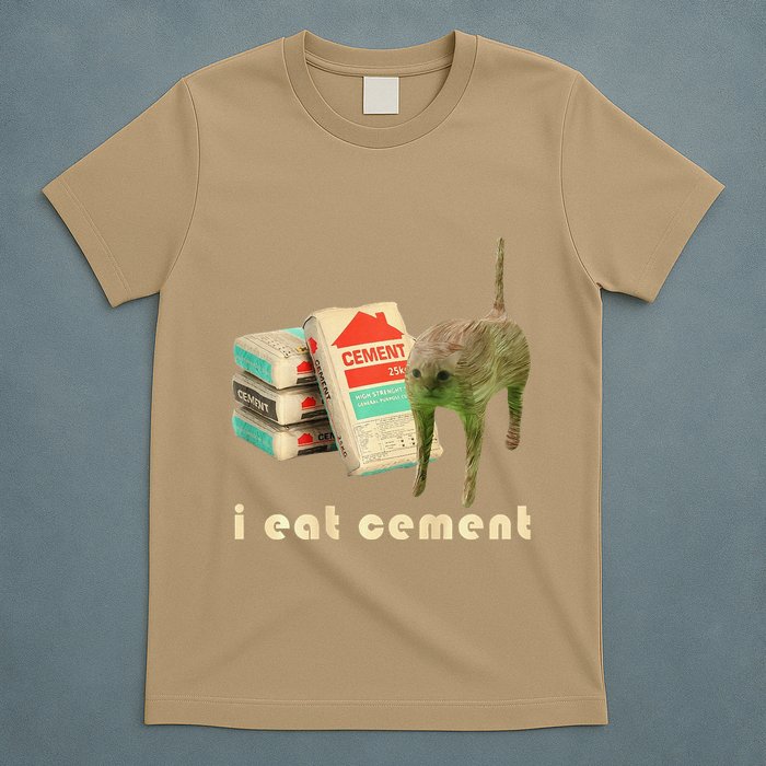 I Eat Cement Cursed Cat Unhinged Funny Meme On Back T-Shirt