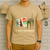 I Eat Cement Cursed Cat Unhinged Funny Meme On Back T-Shirt