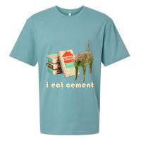 I Eat Cement Cursed Cat Unhinged Funny Meme On Back Sueded Cloud Jersey T-Shirt