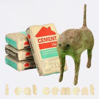 I Eat Cement Cursed Cat Unhinged Funny Meme On Back Garment-Dyed Sweatshirt